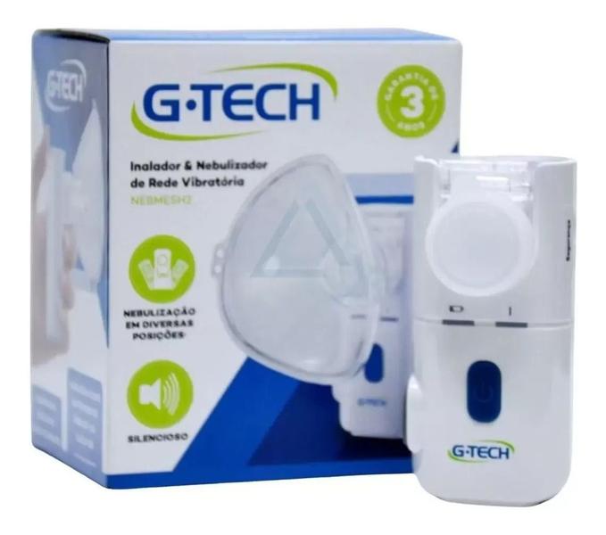 Imagem de Kit Inalador Nebmeshi Gtech + Espaçador G-tech + Soro 50 Ml