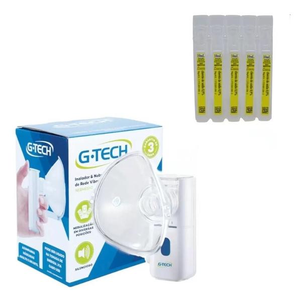 Imagem de Kit Inalador Nebulizador G-tech + Espaçador + Soro 50 Ml