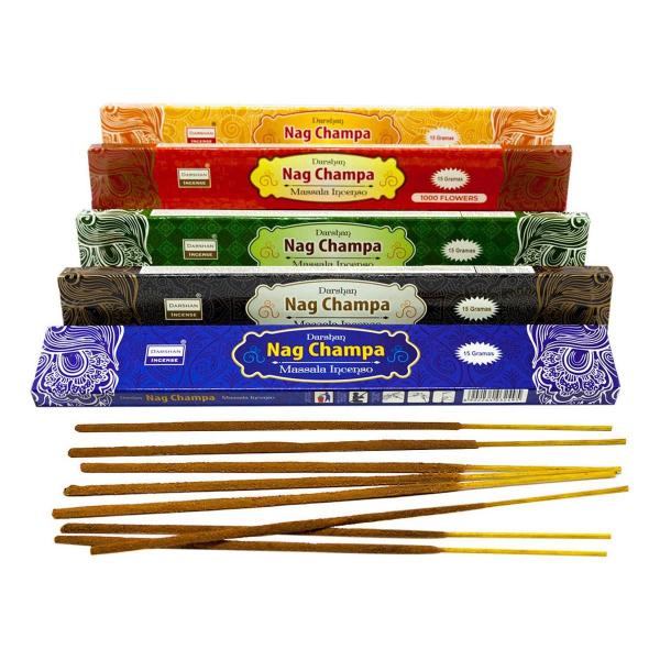 Imagem de Kit Incenso Nag Champa Darshan 5 Caixas 5 Aromas Importados