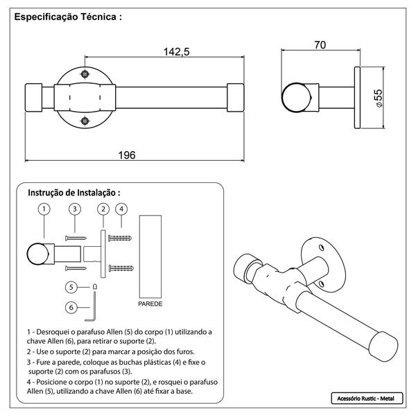 Imagem de Kit Industrial Porta Toalha + Papeleira + Argola Ouro Velho