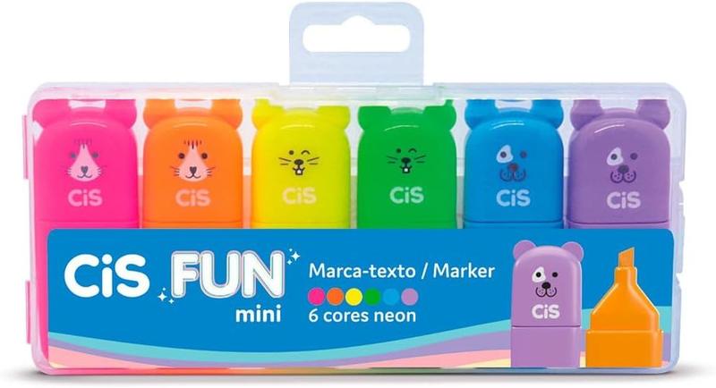 Imagem de Kit Infantil 2 Marca Textos Cis Fun + Estojo Dual Tip 10 Crs