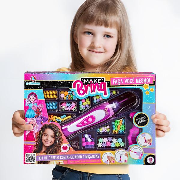 Imagem de Kit Infantil Aplicador de Miçangas para Cabelo - Polibrinq