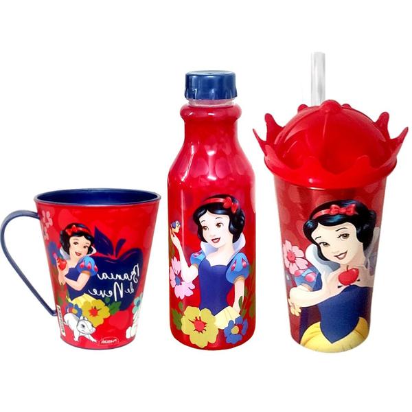 Imagem de Kit Infantil Branca de Neve com Copo Coroa Caneca e Garrafinha