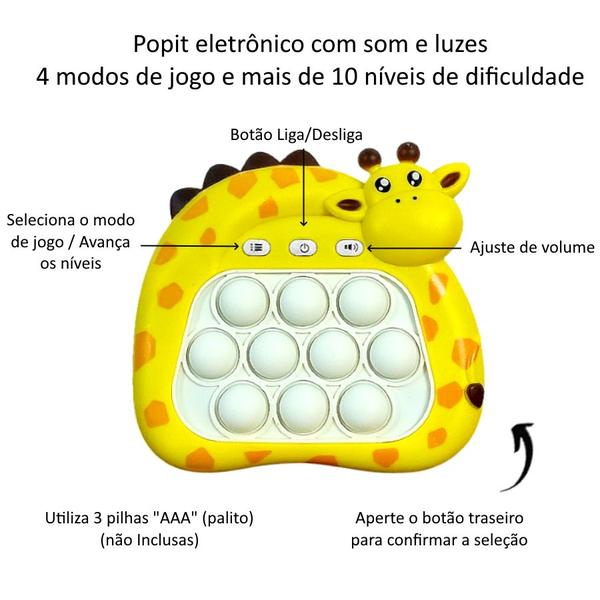 Imagem de Kit Infantil Brinquedos Girafa dia das Crianças Lousa Mágica + Jogo Pop it Eletrônico