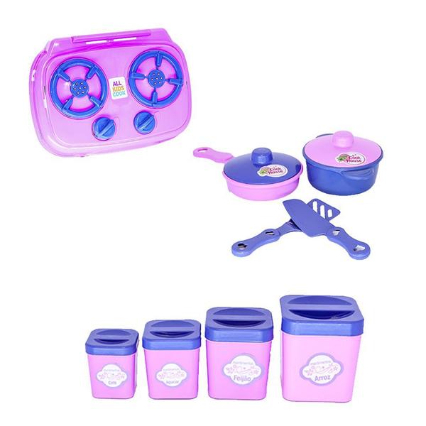 Imagem de Kit Infantil Casinha Batedeira Panela Forma Cafeteira 19p