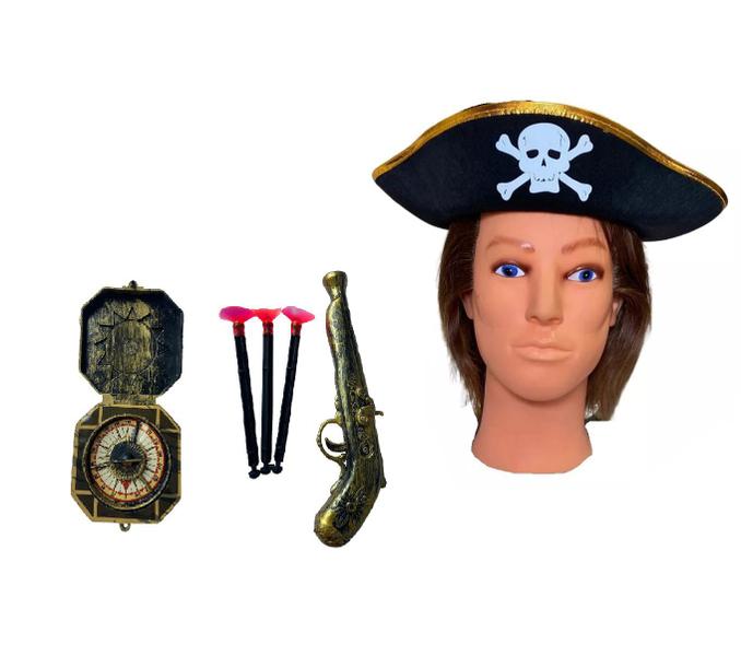 Imagem de Kit Infantil Chapéu de Pirata c/ 2 acessórios Fantasia