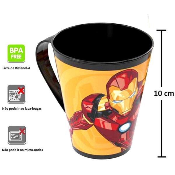 Imagem de Kit Infantil com Caneca Copo Refri e Copo Shake Homem de Ferro