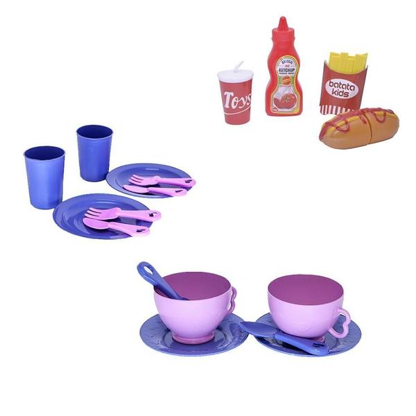 Imagem de Kit Infantil Comida Geladeira Fogão Microondas Panela 55P