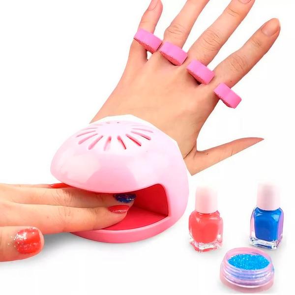 Imagem de Kit Infantil De Beleza e Manicure Make Esmaltes e Secador De Unha Mk55 - Polibrinq