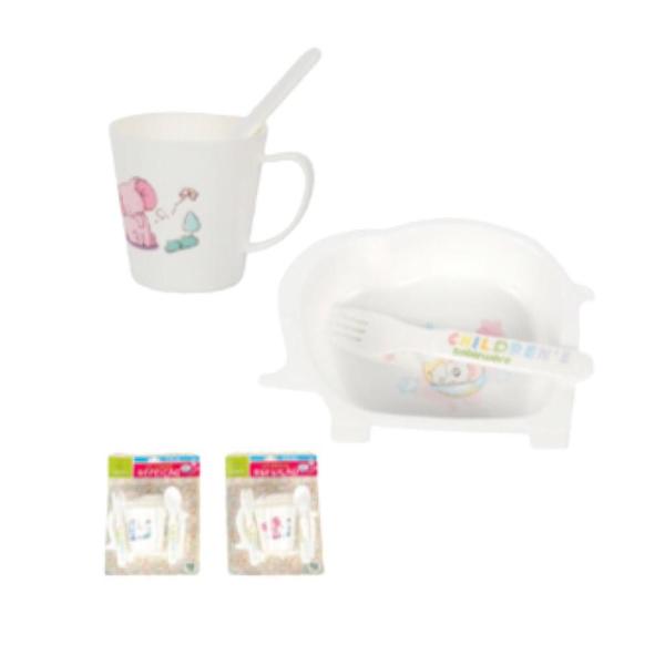 Imagem de Kit Infantil Elefante Com 04pçs Prato Caneca E Talheres - IAL002