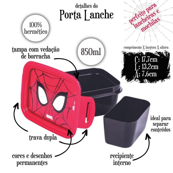 Imagem de Kit infantil Garrafa + porta lanches Homem Aranha Plasutil ref.15629