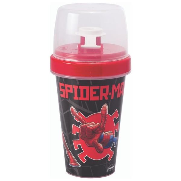 Imagem de Kit infantil Homem Aranha copo 2 em 1 e garrafa mini shakeira Plasutil