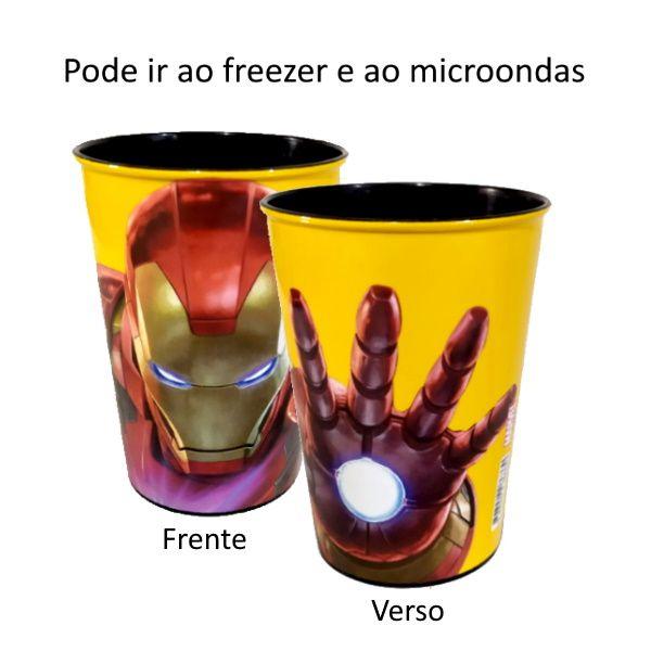 Imagem de Kit Infantil Homem de Ferro para Meninos Garrafa Xícara Plástica e Copo Iron Man