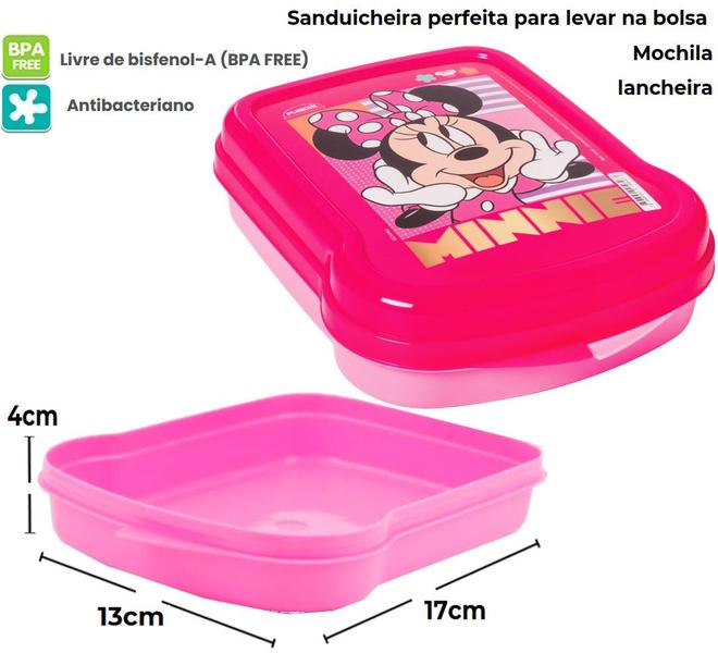 Imagem de Kit Infantil Lancheirinha Minnie Rosa Lanche Alimentação