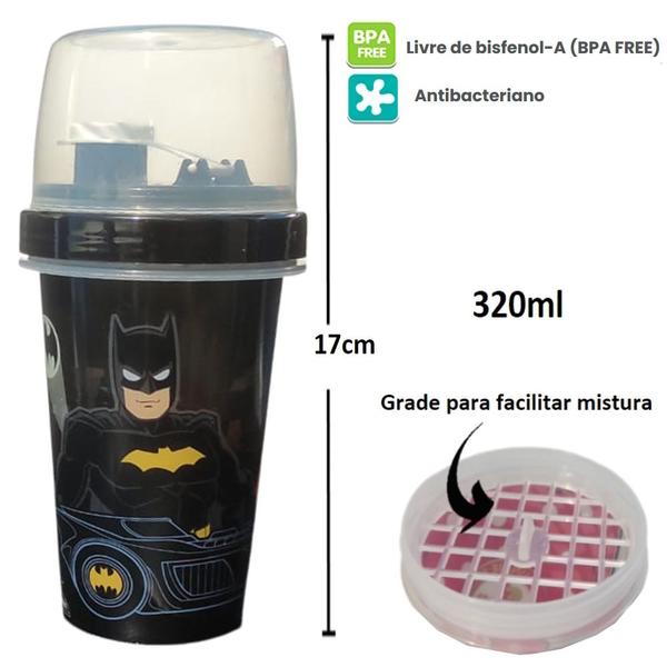 Imagem de Kit Infantil Menino Porta Lanche Escola Batman 6 Itens