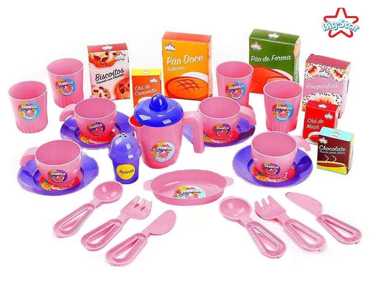 Imagem de Kit Infantil Meu Chazinho 29 Itens Big Star 269 - Copos, Talher, Pratinhos