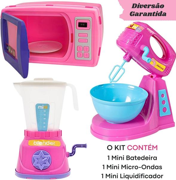 Imagem de Kit Infantil Mini Confeitaria com Liquidificador, Batedeira e Micro-ondas