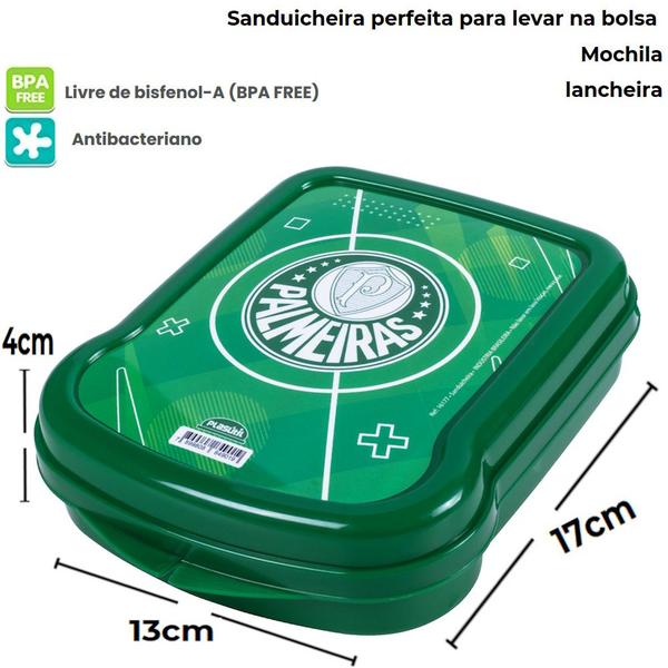 Imagem de Kit Infantil Palmeiras Garrafinha e Sanduicheira Escolar