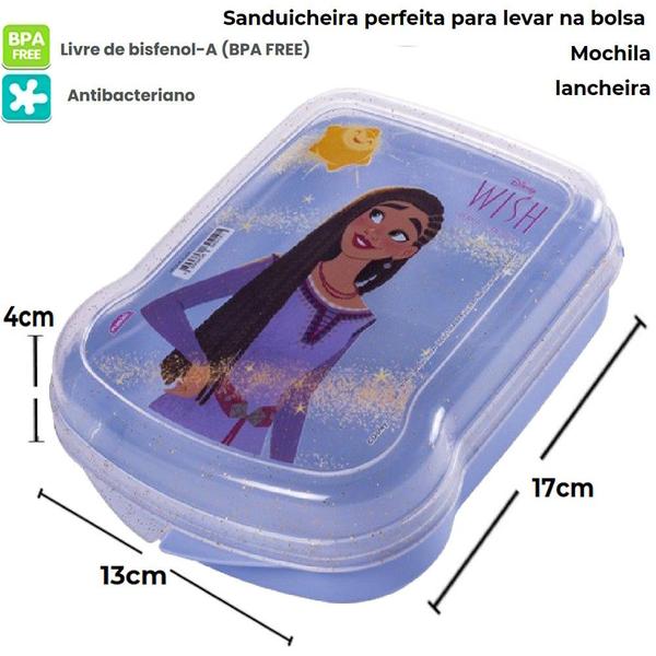 Imagem de Kit Infantil Porta Lanche Escola Passeio Menina Wish Disney