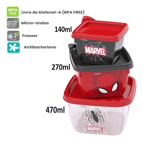 Imagem de Kit Infantil Porta Lanche Menina Homem Aranha 6 Itens Disney