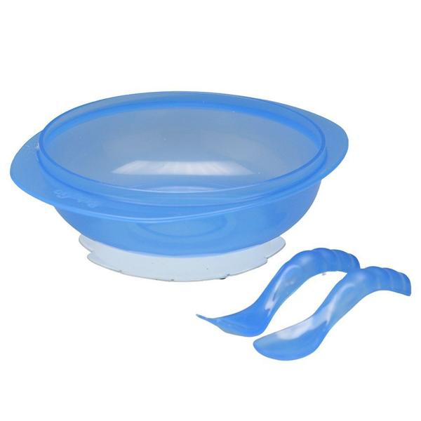 Imagem de Kit Infantil Prato Bowl Com Ventosa E Talheres Bebê BabyGo