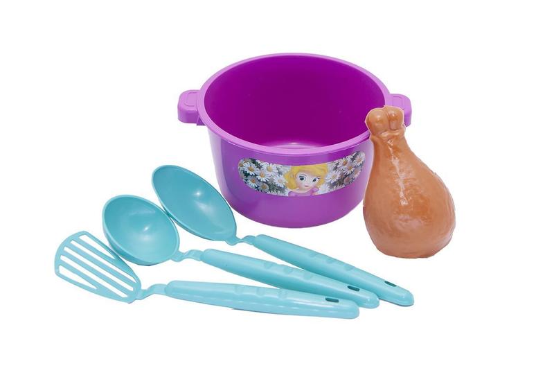Kit Infantil Prato Copo Talher Mercado Cafeteira Panela 57P - Zuca Toys Imagem de Kit Infantil Prato Copo Talher Mercado Cafeteira Panela 57P