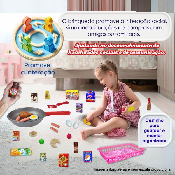 Imagem de Kit Infantil Super Feira Brinquedo Comidinha Frigideira