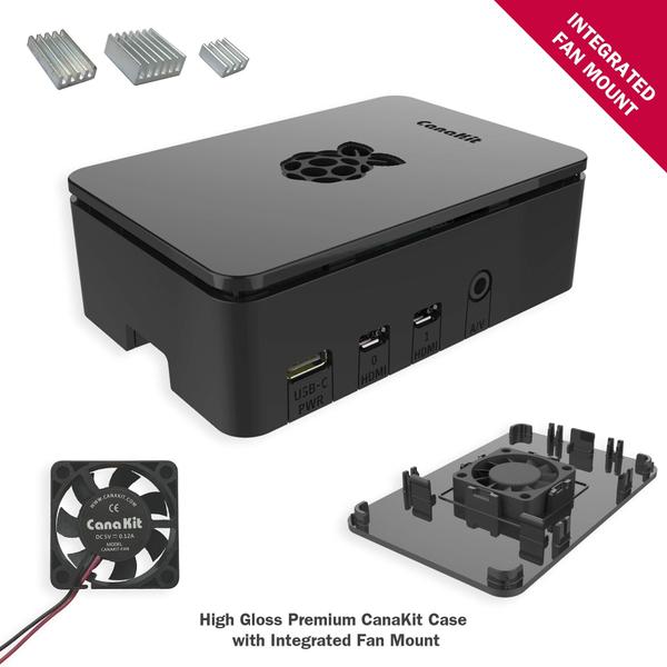 Imagem de Kit inicial CanaKit Raspberry Pi 4 4 GB de RAM com estojo e ventilador