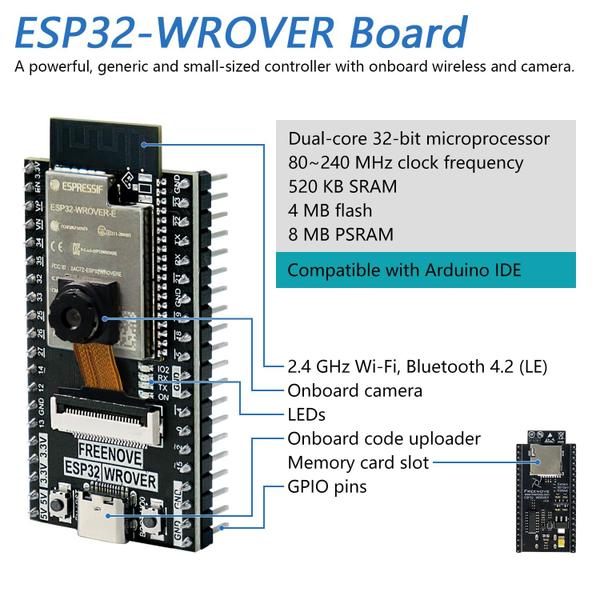 Imagem de Kit inicial FREENOVE para ESP32-WROVER CAM com tutorial 400p