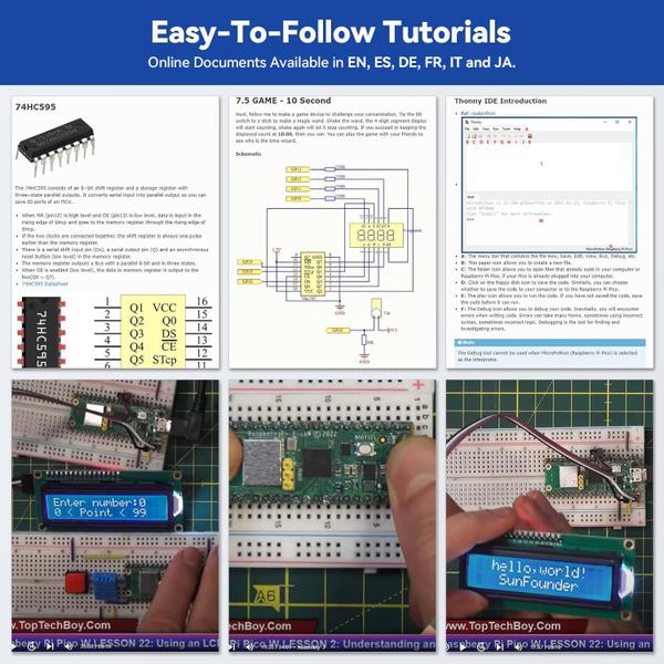 Imagem de Kit inicial SunFounder Raspberry Pi Pico W com mais de 450 itens 117 projetos