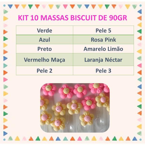 Imagem de Kit Iniciante 10 Massas Biscuit + 8 Estecas + Pinta Bolinha