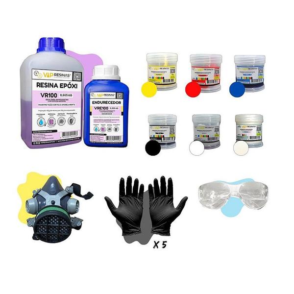 Kit Iniciante Para Resinagem Vr100 1kg + EPI'S Vip Resinas Imagem de Kit Iniciante Para Resinagem Vr100 1kg + EPI'S Vip Resinas