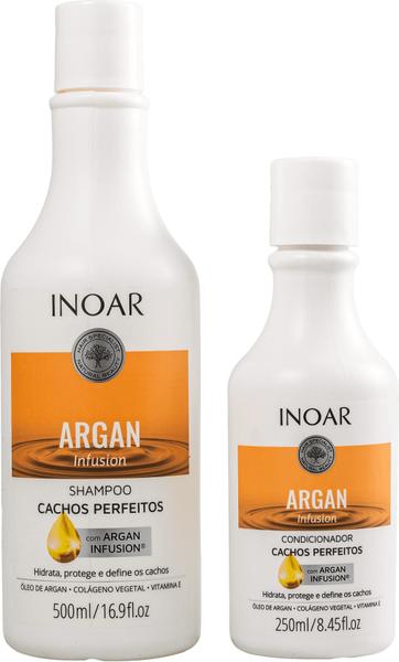 Imagem de Kit Inoar Argan Infusion Cachos Perfeitos Shampoo 500ml e Condicionador 250ml