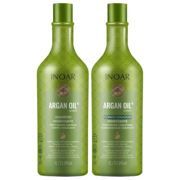 Imagem de Kit Inoar Argan Oil Shampoo e Condicionador 1 litro e Óleo de Coco 200 ml