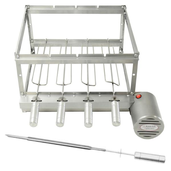 Imagem de Kit Inox Churrasqueira Elétrica Giratória 4 Espetos - Brasa Grill + 1 Espeto Picanha