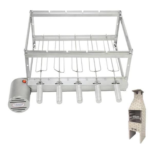 Imagem de Kit Inox para Churrasqueira Pré Moldada 65cm - 5 Espetos Giratório - Brasa Grill