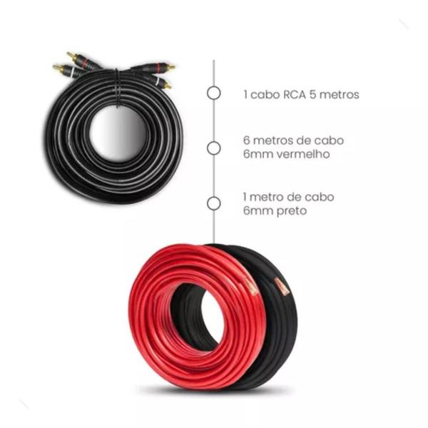 Imagem de Kit instalacao de som automotivo fios e rca 1500w rms