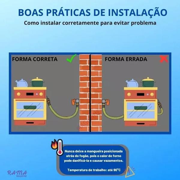 Imagem de Kit Instalação Mangueira 1m + Bico Gás Natural Fogão Forno