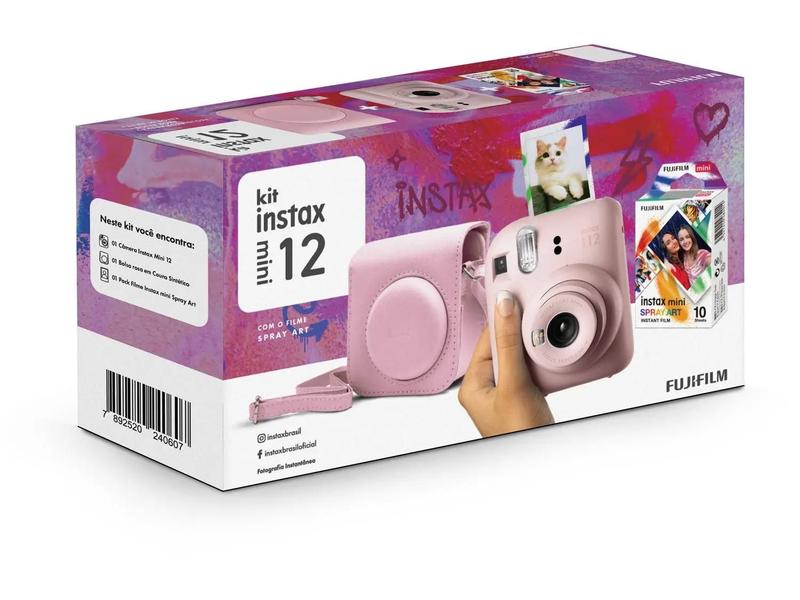 Imagem de Kit instax mini 12 rosa com bolsa e filme spray