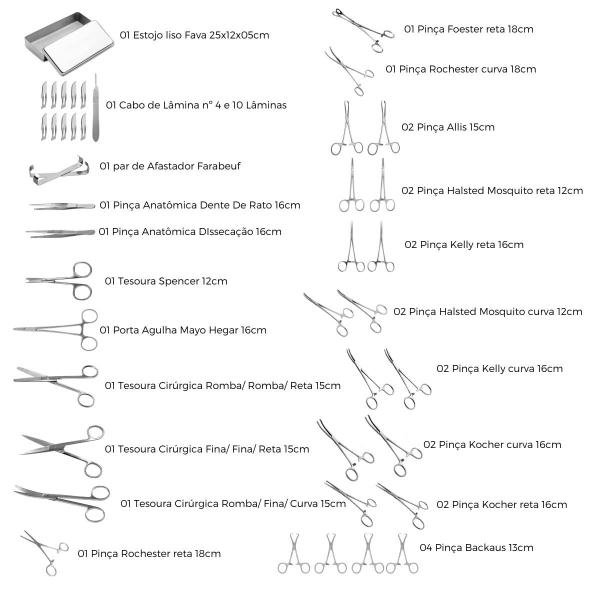 Imagem de Kit Instrumental Cirurgia Completa 32 Itens