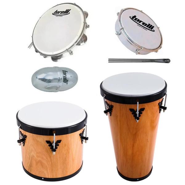 Imagem de Kit instrumentos de samba timba + repique 12" + pandeiro branco