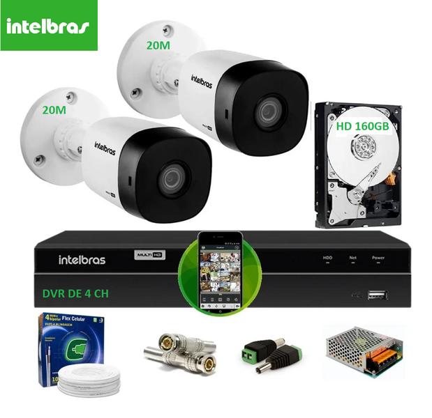 Imagem de Kit Intelbras 2 Cam G4 Dvr 4ch Mhdx Multihd H.265 Hd 160giga