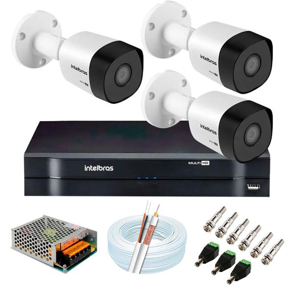 Imagem de KIT Intelbras 3 Câmeras HD + DVR Intelbras 1104 + Acessórios + App Monitoramento + HD 500GB