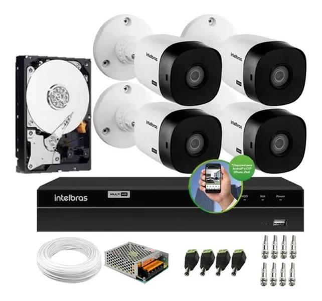 Imagem de Kit Intelbras 4 Cam Vhl 1120b E Dvr 8ch Mhdx 1208 C/500b