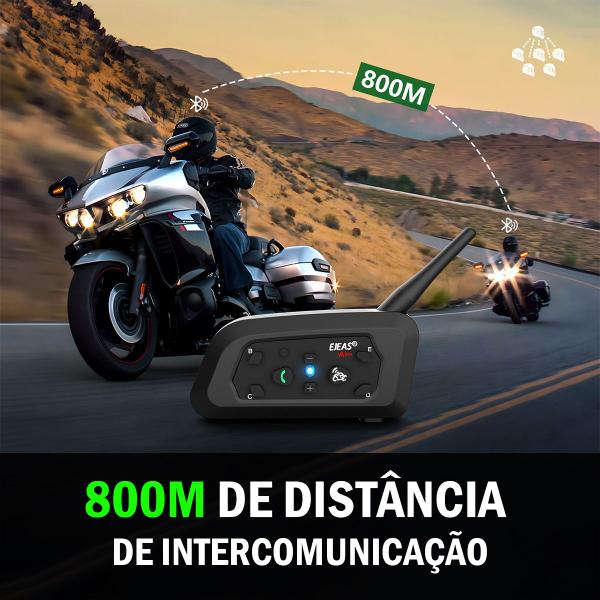 Imagem de Kit Intercomunicador Ejeas V6 Pro+ Fone Bluetooth Moto Capacete + Controle Remoto Guidão EUC IP67