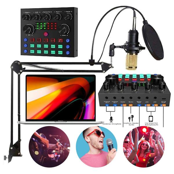 Imagem de Kit Interface Live Podcaster Mini Mixer V8S + Microfone Condensador Estudio