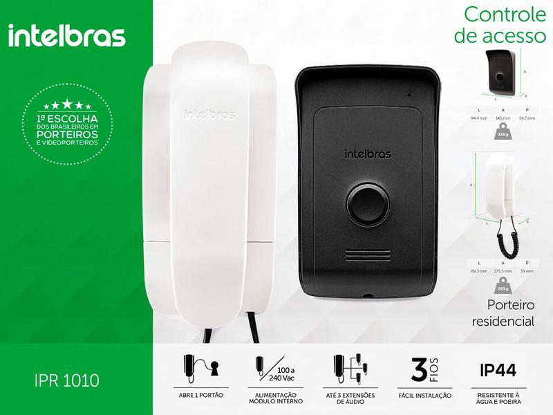 Imagem de Kit Interfone Intelbras Campainha Porteiro e 2 Extensões Audio