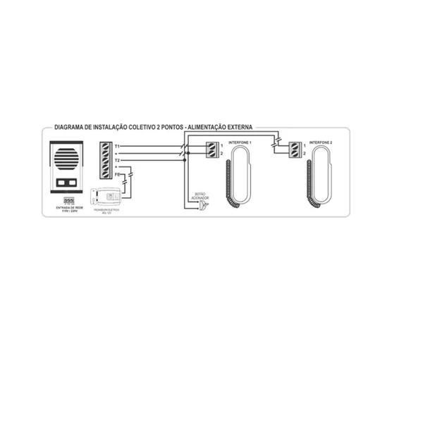 Imagem de Kit Interfone Porteiro Eletrônico Coletivo De 2 Pontos - Agl 1000