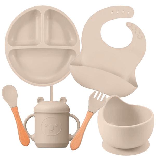 Kit Introdução Alimentar Bebê Prato Copo Babador Silicone - DGM Imagem de Kit Introdução Alimentar Bebê Prato Copo Babador Silicone