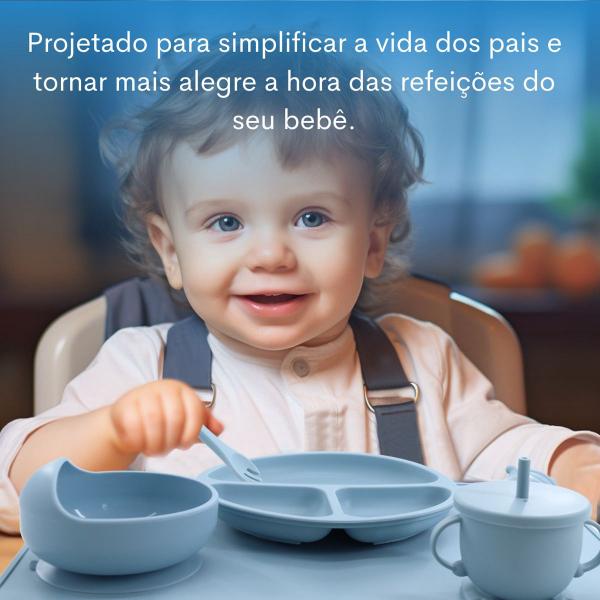 Kit Introdução Alimentar Bebê Prato Copo Babador Silicone - DGM Imagem de Kit Introdução Alimentar Bebê Prato Copo Babador Silicone